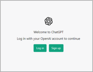 ChatGPT, screenshot area login.