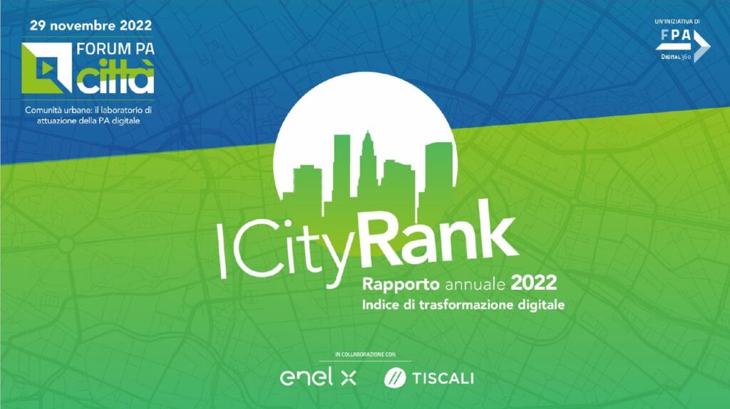 Logo di ICity Rank 2022, classifica delle città più digitali d'Italia