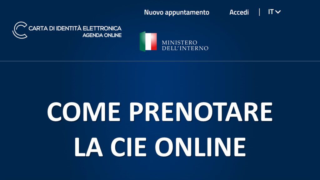 Come chiedere la CIE online, screenshot home page sito web