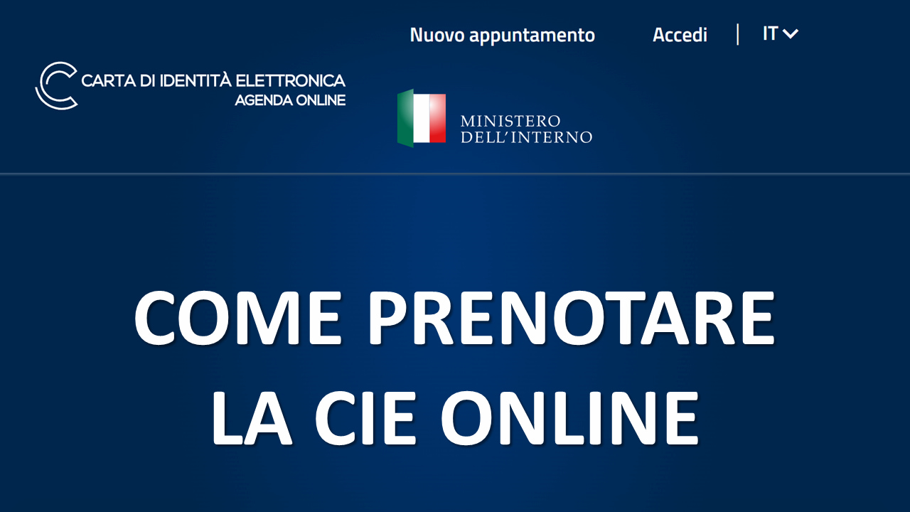 Come chiedere la CIE online, screenshot home page sito web