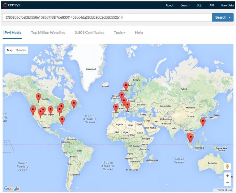 Cartina del mondo che riporta le aree in cui sono stati rinvenuti Pc con certificati eDellRoot.